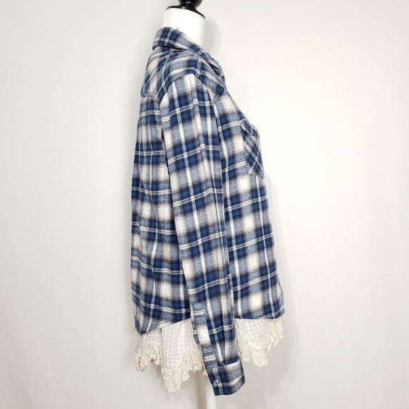 UO- BDG Petticoat Lace Flannel Shirt Sz.XS - Picture 4 of 7